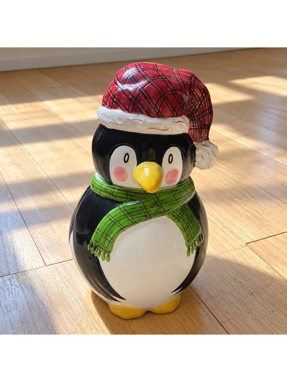 Vintage Laurie Gates The Cellar Penguin Cookie Jar Christmas Twilight 2002 11"